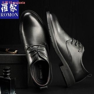 Romon [Real cuero de vacuno] zapatos de cuero de los hombres, zapatos casuales de negocios, zapatos planos de primavera negro de los hombres, zapatos planos de cuero, nuevo