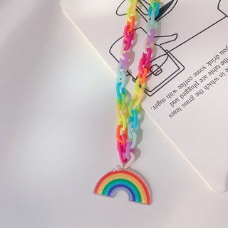 Nuevo collar de cordón de arco iris de acrílico de color caramelo, cadena de gafas, cadena de auriculares, cadena de máscara (6)