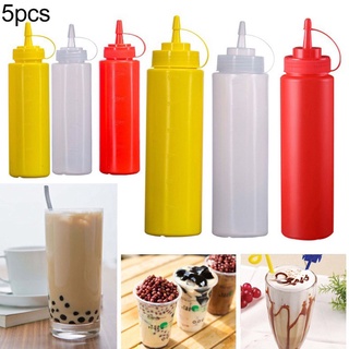 Whoopstore ~ botellas de exprimir condimento para Ketchup Squeeze con cubierta 5PCS 8oz/24oz