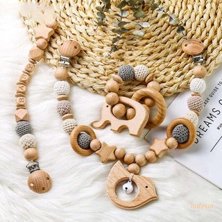 lody 1 Set Baby Nursing Toys Combination Package with Wooden Beads Rings Crochet Beads Nipple Clips for DIY Pacifier Chain