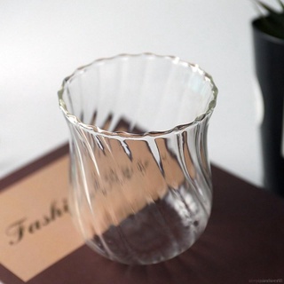 Simple transparente vidrio rayas taza resistente al calor alta borosilicato vidrio Ins flor taza de té taza de café taza corrugado taza