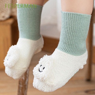 FESPERMAN 1-3 Years old Newborn Floor Socks Toddler Non-Slip Sole Baby Socks Cute Children Cotton Soft Thick Girls Cartoon Doll