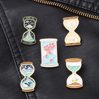 Time Hourglass Enamel Pin Starry Sky Flower Alien Lapel Badge Bag Cartoon Collection Jewelry Birthday Gift (8)
