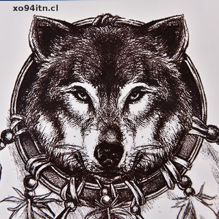 【xo94itn】 Waterproof Wolf Dreamcatcher Temporary Tattoo Large Arm Body Art Tattoos Sticker, [CL] (3)