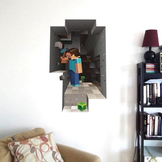 minecraft pixel steve creeper 3d tridimensional papel pintado pegatina niños dormitorio decoración de la sala de estar fiesta de cumpleaños decoración regalo venta al por mayor contacto servicio al cliente