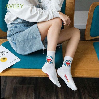 avery lindo tobillo calcetines kawaii doraemon mujeres anime calcetines carta streetwear rayas coreano divertido estilo harajuku