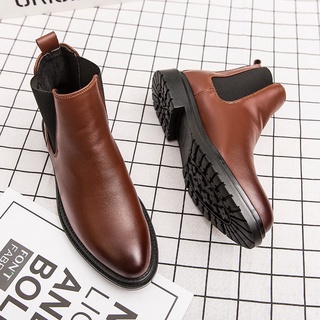 invierno de cuero de los hombres botas de montar zapatos chelsea guapo vintage estilo inglés plataforma de alta calidad
