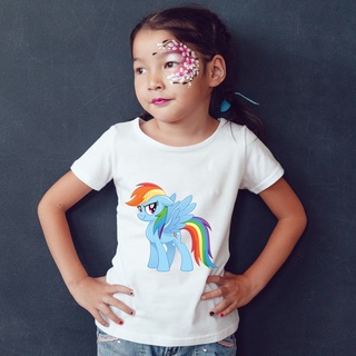 My Little Pony niñas moda camisetas bebé camiseta de los niños Semi-manga Tops corto bebé Baju Kanak colorido