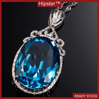 Collar De plata Topazio Azul con incrustaciones De diamantes múltiples colores