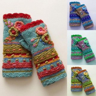 guantes cálidos de invierno para mujer/guantes casuales de punto de flores sin dedos guantes de mano manoplas sin dedos manoplas de cachemira