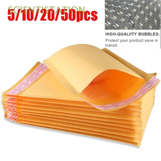 scientistation 5/10/20/50 pcs nuevos mailers de burbujas kraft impermeable bolsa de embalaje de envío sobre bolsa ligera de alta calidad autoadhesiva papel kraft de negocios
