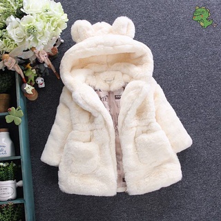 Baby Autumn Winter Hooded Coat Children Warm Faux Fur Jacket Cute Animal Ear