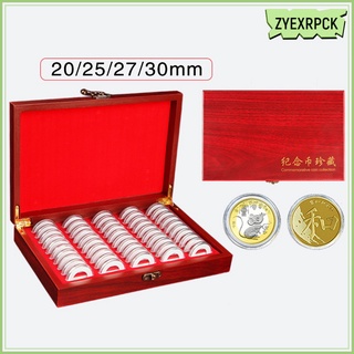 50Pcs Coin Collection Coin Case,Coin Storage Box Wooden Display Commemorative