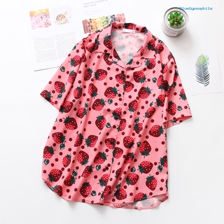 bluegypsophila moda mujer manga corta fresa impresión camisa de un solo pecho camiseta top (5)