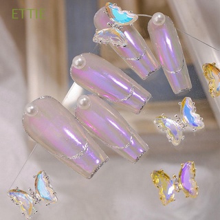 ETTIE Japanese 3D Nail Art Decorations Delicate Crystal Metal nails Crystal Butterfly nail drill Aurora Transparent Three-dimensional Women Girls Wind ice Nail Jewelry DIY Manicure Accessories