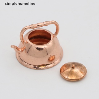 [simplehomeline] 1:12 casa de muñecas miniatura bronce sartén tetera kit de cocina caliente