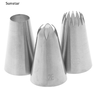 [Sunstar] 3 pzs boquillas para glaseado/puntas para decoración de pasteles/crema/acero inoxidable