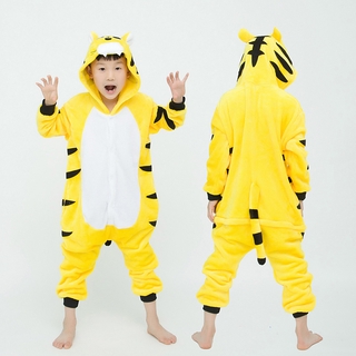 Animal Pijamas de los niños ropa de dormir para niños niñas Pijamas de franela niños lindo amarillo tigre de dibujos animados Pijamas conjunto de Pijamas de invierno