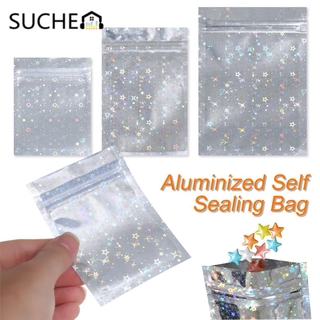 SUCHEN bolsa de plástico con cierre de cremallera estrella láser Stand Up bolsa de papel de aluminio a prueba de agua de almacenamiento