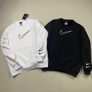 Nike Swoosh Crew Neck Sweater Men and Women Loose Sports Casual Coat (1)