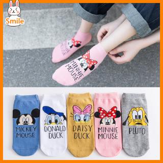 5 pzas/juego De calcetines cortos con estampado De caricatura De Mickey Para niñas/estudiantes/Disney