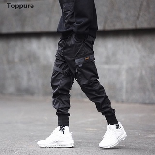 [toppure] cintas harem joggers hombres pantalones de carga streetwear hip hop bolsillos pantalón de pista. (4)