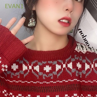 EVAN1 Creative Female Ear studs Personality Asymmetrical Dangle Earrings Christmas Earrings Women Elk Snowflake Geometric Alloy Simple Korean Style Earrings