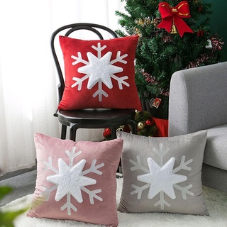 [serie De navidad]funda de almohada de terciopelo holandés bordado de felpa de navidad/cojín de copo de nieve N3P8