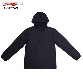 Li Ning chaqueta cortavientos con capucha para hombre, traje de entrenamiento a prueba de viento de otoño, serie de fútbol, ​​chaqueta deportiva fina informal de secado rápido para hombre