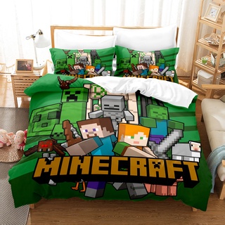 Minecraft Roblox juego de sábanas 2 en 1 de tamaño individual, funda de edredón para niños, hogar, dormitorio, cómodo, lavable, funda de almohada (1)