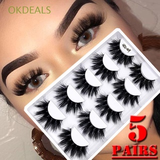 OKDEALS Woman Eye Lash Extension Handmade 4D Faux Mink Hair False Eyelashes Wispies Fluffy Eye Makeup Tools Natural Long Cruelty-free Full Volume Thick