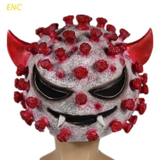 ENC Epidemic Bend Horns Headgear with Fangs Halloween Head Mask Novelty Costume Mask