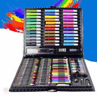 Ofertas flash 150 Unids/Set Kit De Herramientas De Dibujo Con Caja De Pintura Cepillo Arte Marcador De Color De Agua Lápiz Crayon Niños Regalo