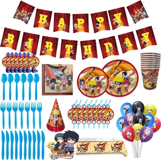 naruto ninja fiesta de cumpleaños decoración suministros vajilla bandera globo pastel topper (1)