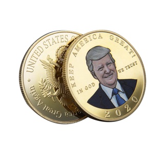 ☎Qt❉Moneda conmemorativa presidente Trump medalla Color impreso lado exquisito Metal en relieve moneda conmemorativa (9)