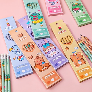 6Pcs/box Cute Cartoon Pencil HB Sketch Items Drawing Stationery Student School Office Supplies for Kids Gift (1)