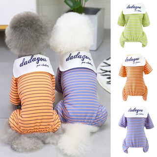 didadia Pet Pajamas Stripes Pattern Keep Warmth Soft Texture Casual Pet Puppy Bodysuit Clothes for Winter