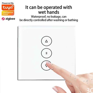 Zigbee smart touch curtain switch Alexa voice remote control 86 panel Tuya smart APP timing