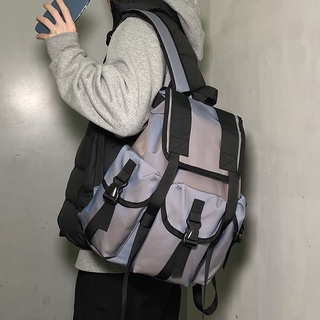 [en Stock] mochila de los hombres de la moda Ulzzang coreano de gran capacidad de ocio japonés de la universidad de los estudiantes de la escuela mochila