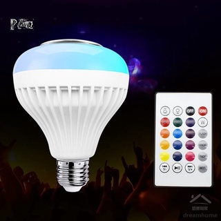 [sr] Altavoz Bluetooth bombillas LED luz de Control remoto inalámbrico RGB lámpara de música para el hogar