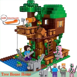 Minecraft Series My Wrold The JungleTree House bloques de construcción pueblo Compatible Lego juguetes educativos