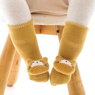 WOOLLEY 1-3 Years old Newborn Floor Socks Toddler Cartoon Baby Socks Cute Keep Warm Infant Autumn Winter Soft Girls Non-Slip Sole/Multicolor (9)
