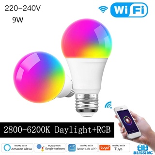 blissing Tuya APP WiFi+Bluetooth-compatible 9W E27 Smart Bulb LED RGB Lamp Work With Alexa/Google Home blissing