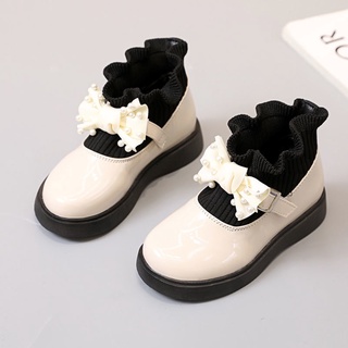 Botas de niña DaTouXie pequeños zapatos de cuero 2021 princesa niños mosca hosiery boo 2021 (2)