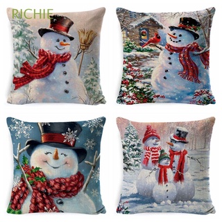 RICHIE 45x45cm Cushion Covers Deer Christmas Decorations Pillow Case Santa Claus New Year Christmas Tree Snowman Couch Merry Christmas Home Sofa Decor