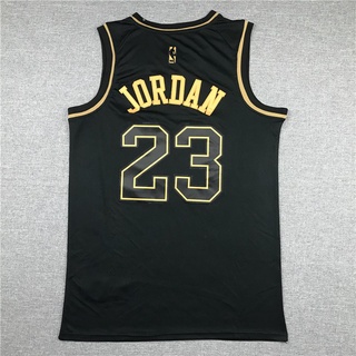 [nuevo] 2019 NBA Chicago Bulls 23 Michael Jordan Gold version negro big logo nueva temporada baloncesto jerseys