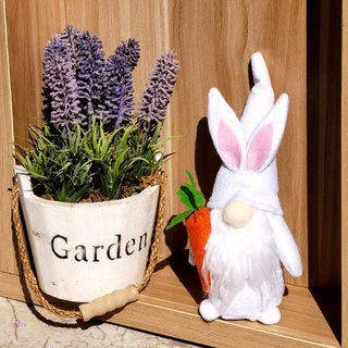 AOTO Conejo De Pascua Gnome Decoración Zanahoria Sin Cara Muñeca De Peluche Enano Sueco Tomte Elfo Adorno Niños
