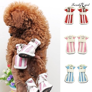 [TDGL DogWare] 4Pcs Fashion Mesh Cotton Breathable Anti-Skid Casual Pet Shoes Dog Puppy Boots