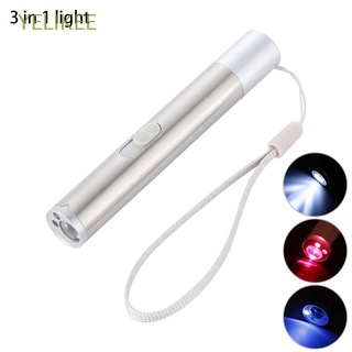 YELIKEE Portable Laser Pointer Mini Pet Toy Flashlight Ultraviolet Rays Counterfeit Detector Rechargeable Multifunction Funny Cat Stick