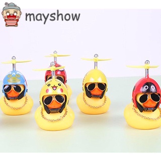 Mayshow nuevo pequeño pato amarillo decoración interna exprimir sonido adornos de coche niño multi-estilo con luz lindo con casco hélice
